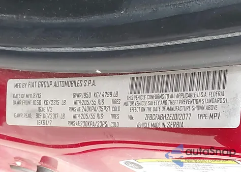 2014 Fiat 500L Easy from USA, damaged, VIN ZFBCFABH2EZ012077